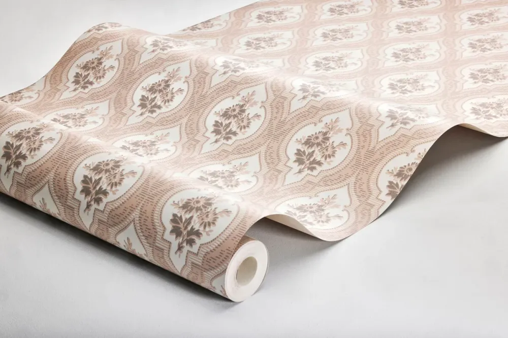Tapeta s rostlinným vzorem medailonů ETERNAL FLOWER růžová