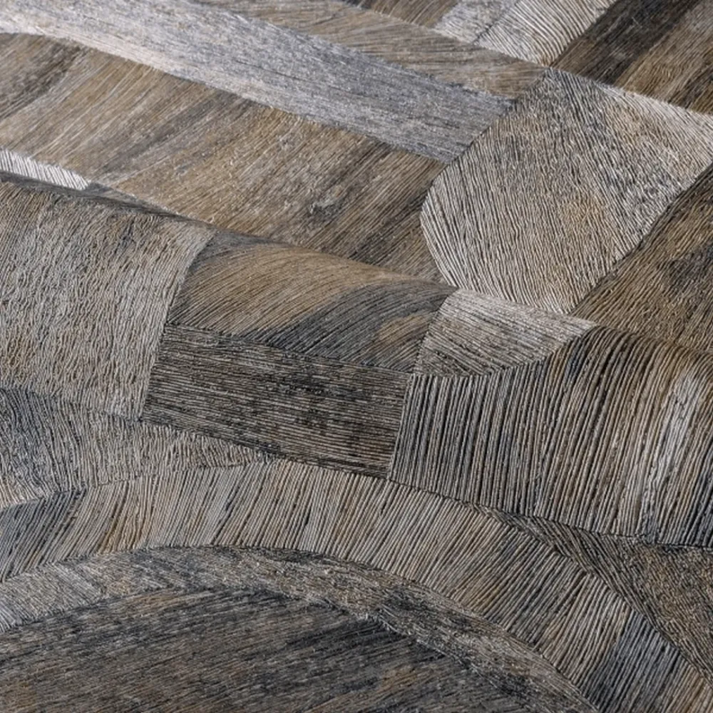 Tapeta se strukturou napodobující dřevo s geometrickým vzorem mozaiky INTARSIA - ÉBÈNE ebenový