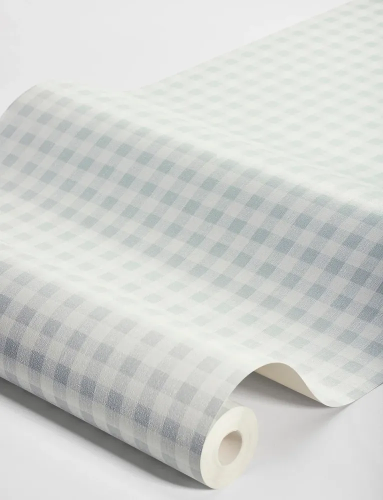 Tapeta se strukturou napodobující lněné plátno v kostkovaném vzoru PICNIC CHECK modrá s bílou