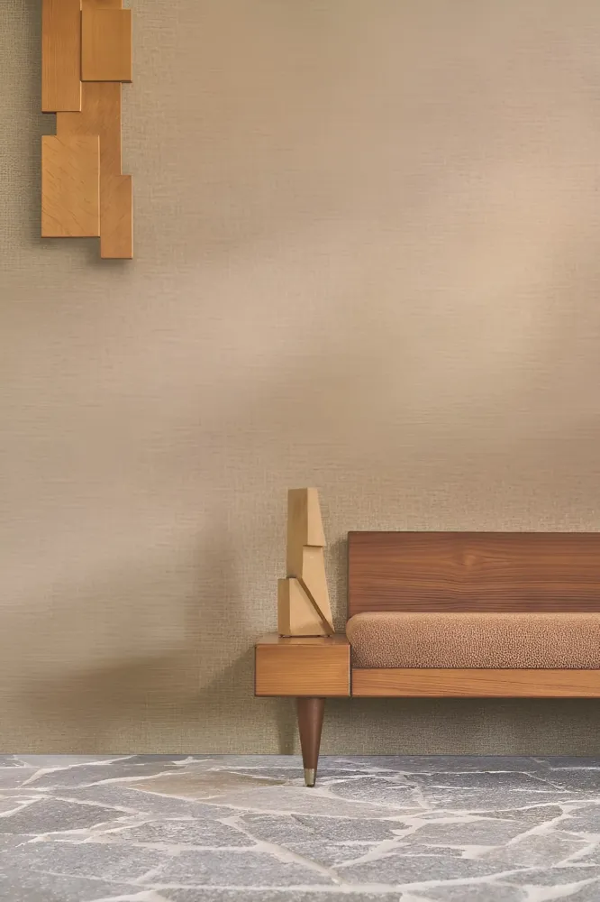 Tapeta se strukturou napodobující lněné plátno LINA - TILLEUL pistáciově žlutá