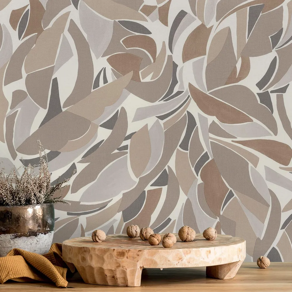 Tapeta strukturovaná s abstraktním vzorem COLLAGE - BLANC/SABLE bílá s pískovou