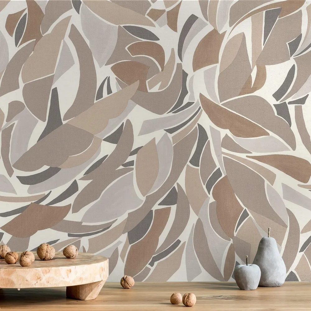 Tapeta strukturovaná s abstraktním vzorem COLLAGE - BLANC/SABLE bílá s pískovou