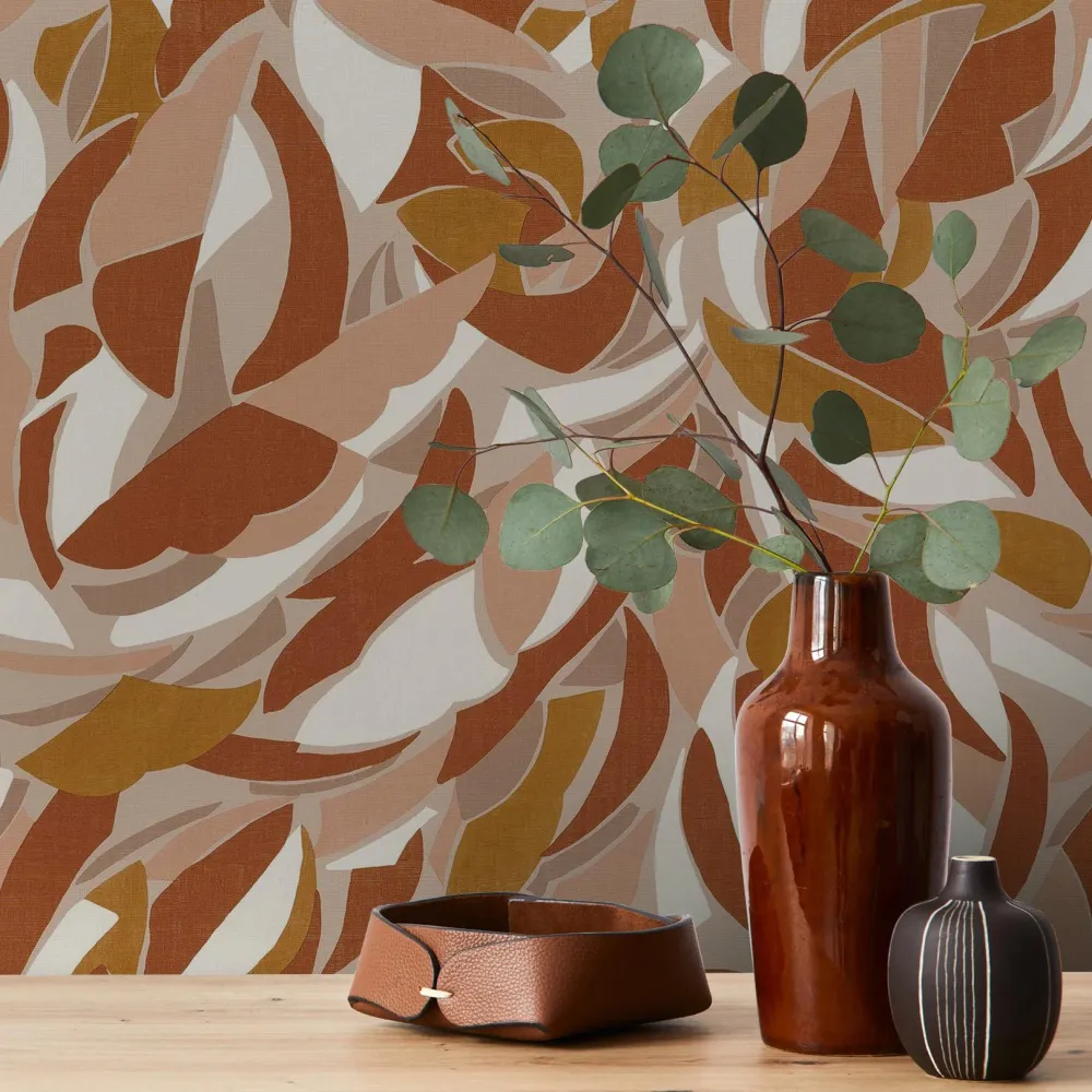 Tapeta strukturovaná s abstraktním vzorem COLLAGE - TERRACOTTA terakota
