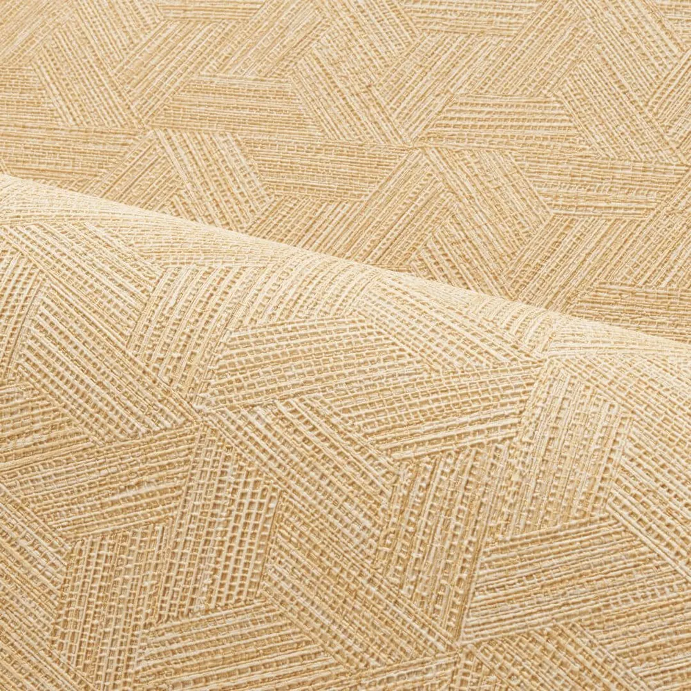 Tapeta strukturovaná geometrická inspirovaná listy banánovníku LINDU - PAILLE slámově béžová