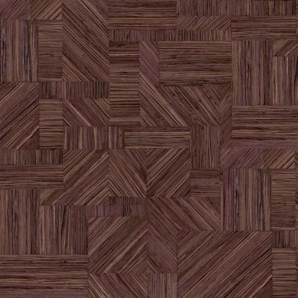 Tapeta strukturovaná geometrická napodobující slámový patchwork IMBRICATION - PRUNE burgundská