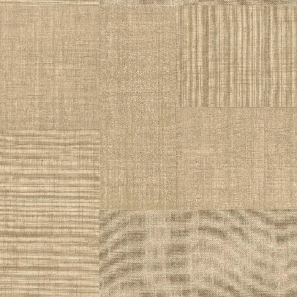 Tapeta strukturovaná geometrická patchwork napodobující tkaninu MESTIZO - TRAVERTIN béžová