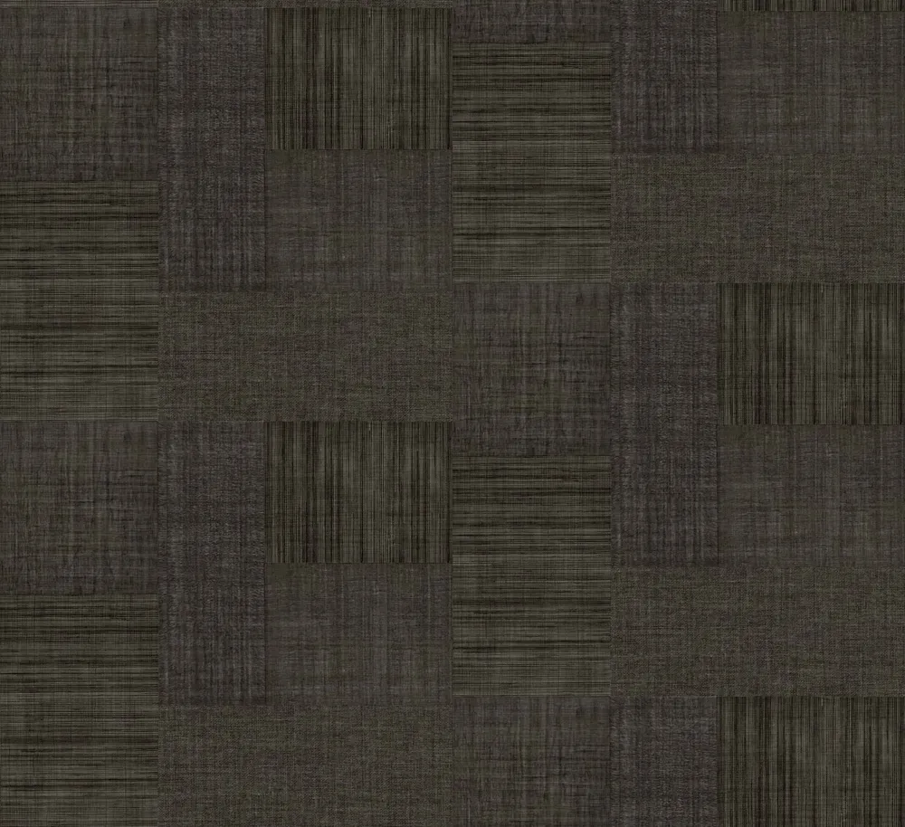Tapeta strukturovaná geometrická patchwork napodobující tkaninu MESTIZO - NOIR černá