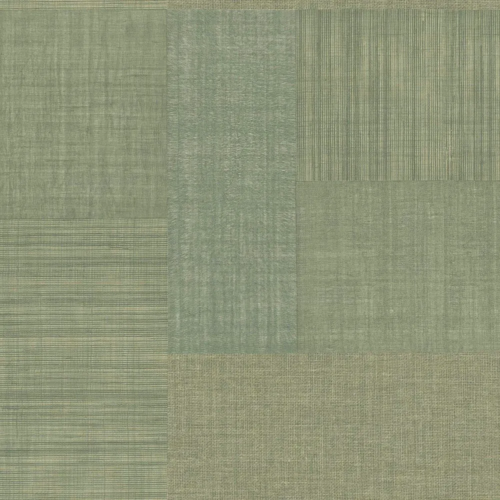 Tapeta strukturovaná geometrická patchwork napodobující tkaninu MESTIZO - CACTUS kaktusová zeleň