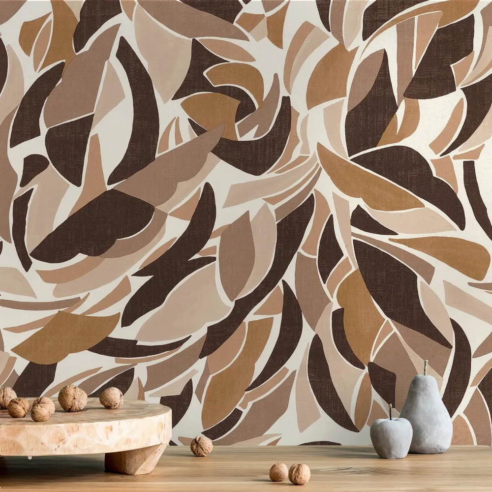 Tapeta se strukturovaným abstraktním vzorem COLLAGE - BLANC/CHOCOLAT bílá s čokoládovou