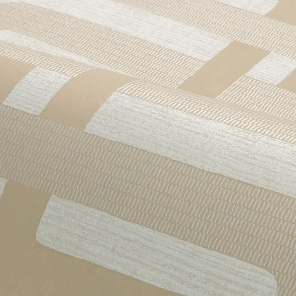 Tapeta se strukturovaným geometrickým vzorem MATJARA - SABLE/NACRÉ světlé béžové