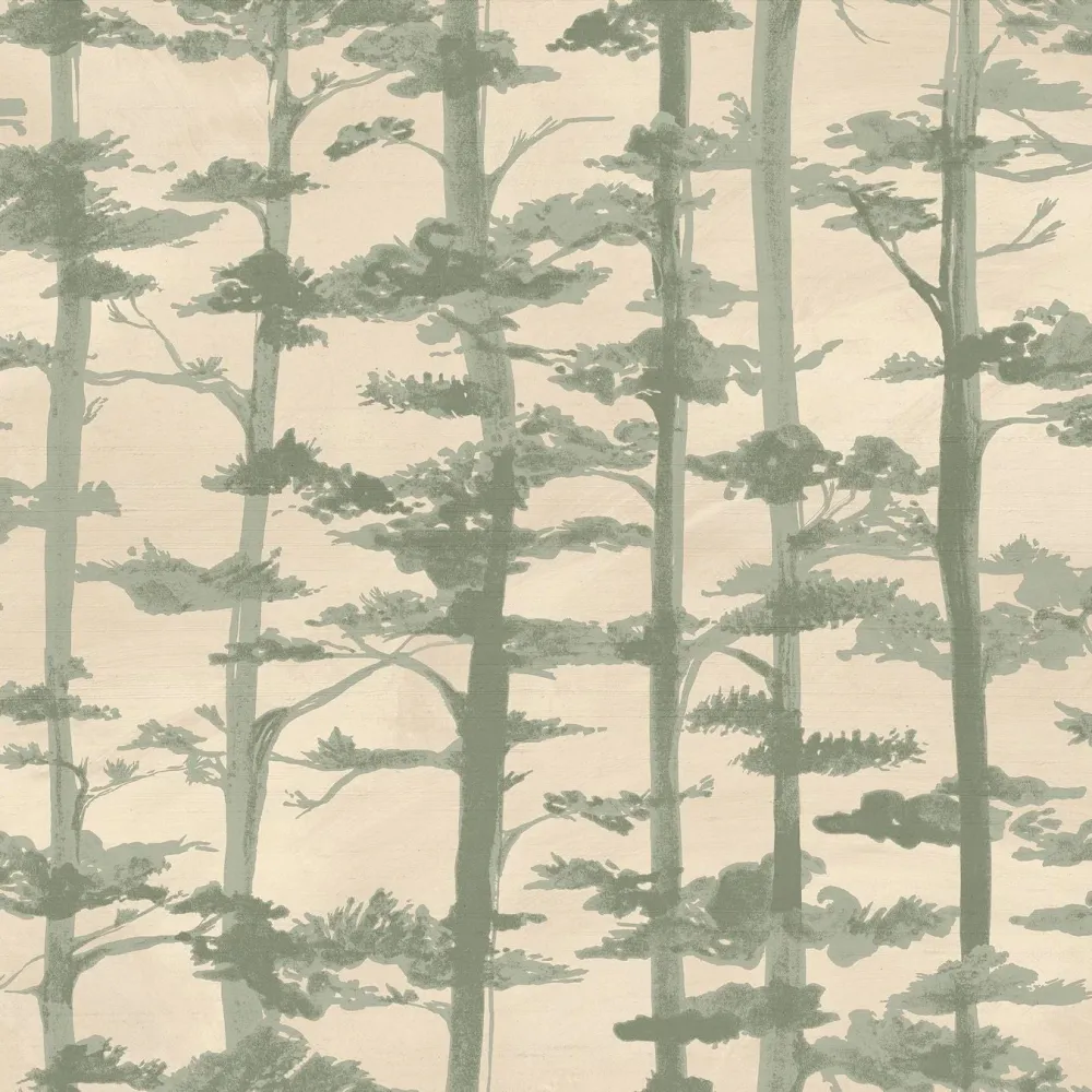 Tapeta se strukturovaným vzorem orientálních rostlin AME - SABLE/EUCALYPTUS béžová se zelenou