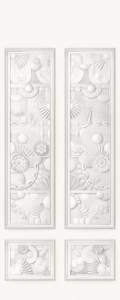Textilní nástěnná dekorace ve stylu art deco ZELENÝ DOMEK SRAZÍK zlomená bílá