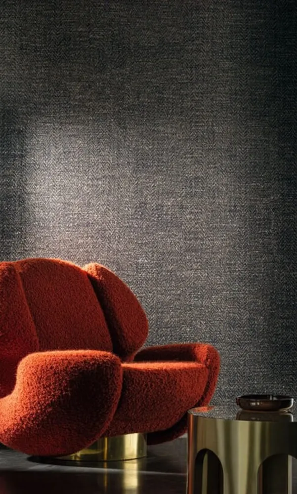 Textilní strukturovaná tapeta v herringbone ELBERT - ENCRE hnědá