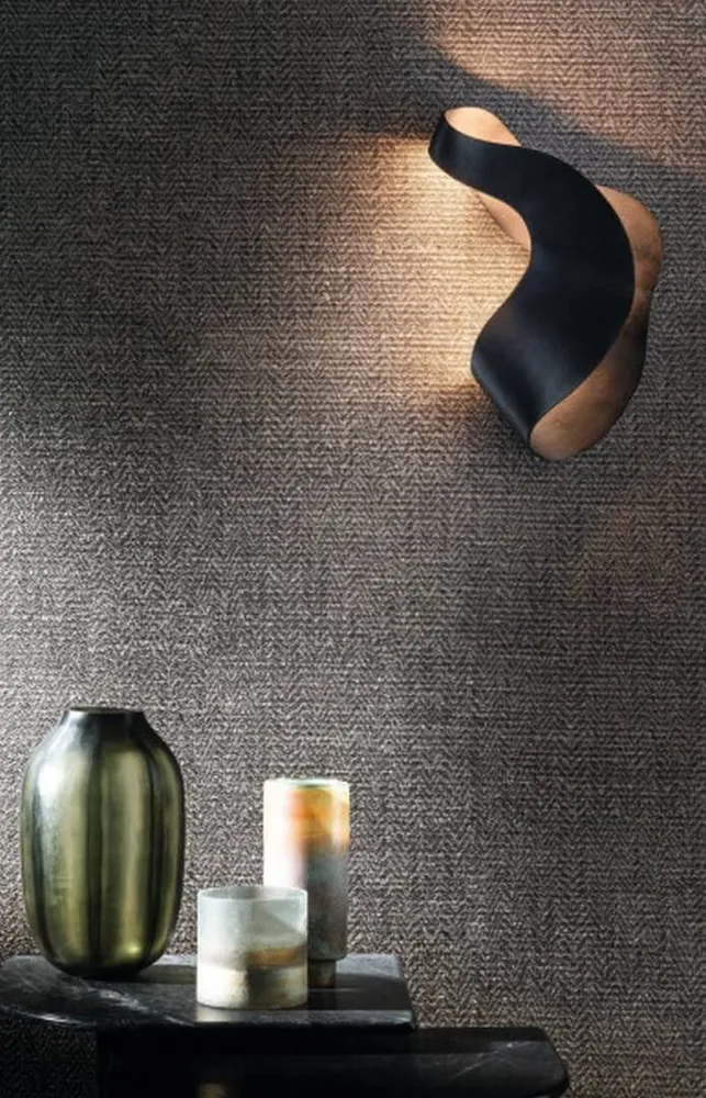 Textilní strukturovaná tapeta v herringbone ELBERT - ENCRE hnědá