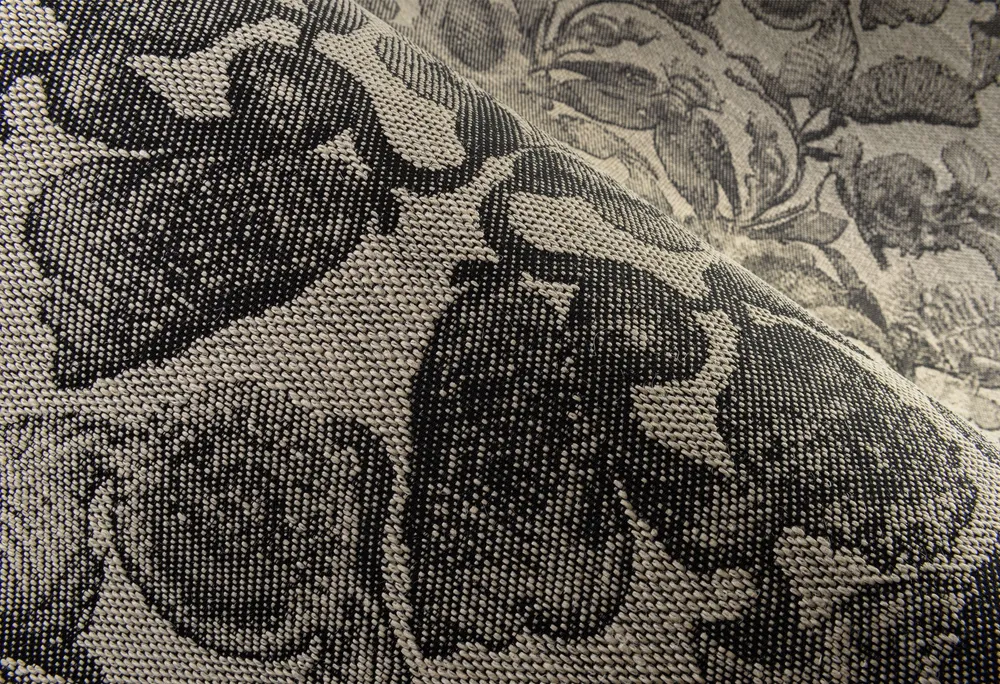 Textilní tapeta s rostlinným vzorem COCCINELLA BELLA JACQUARD tmavě béžová s černou