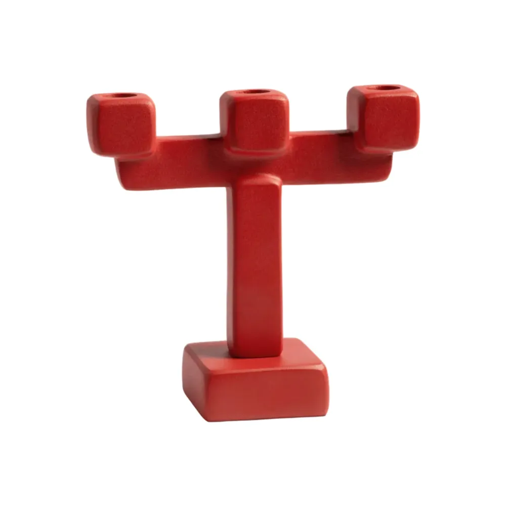 Trojramenný svícen CHUNK červený