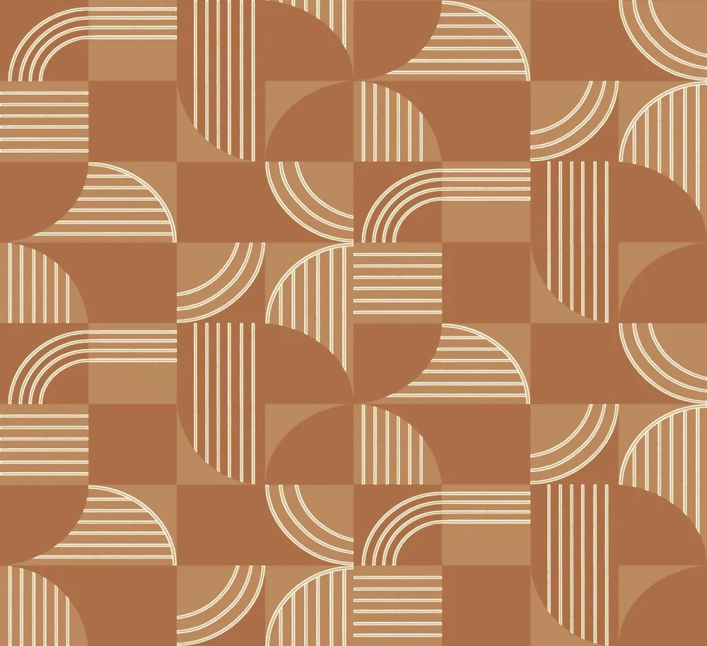 Vliesová tapeta s geometrickým vzorem ANNÉES 30 - TERRACOTTA teplá hnědá