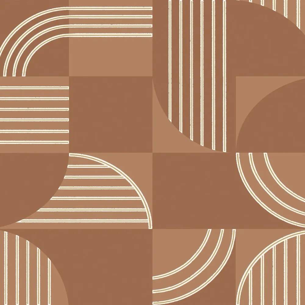 Vliesová tapeta s geometrickým vzorem ANNÉES 30 - TERRACOTTA teplá hnědá