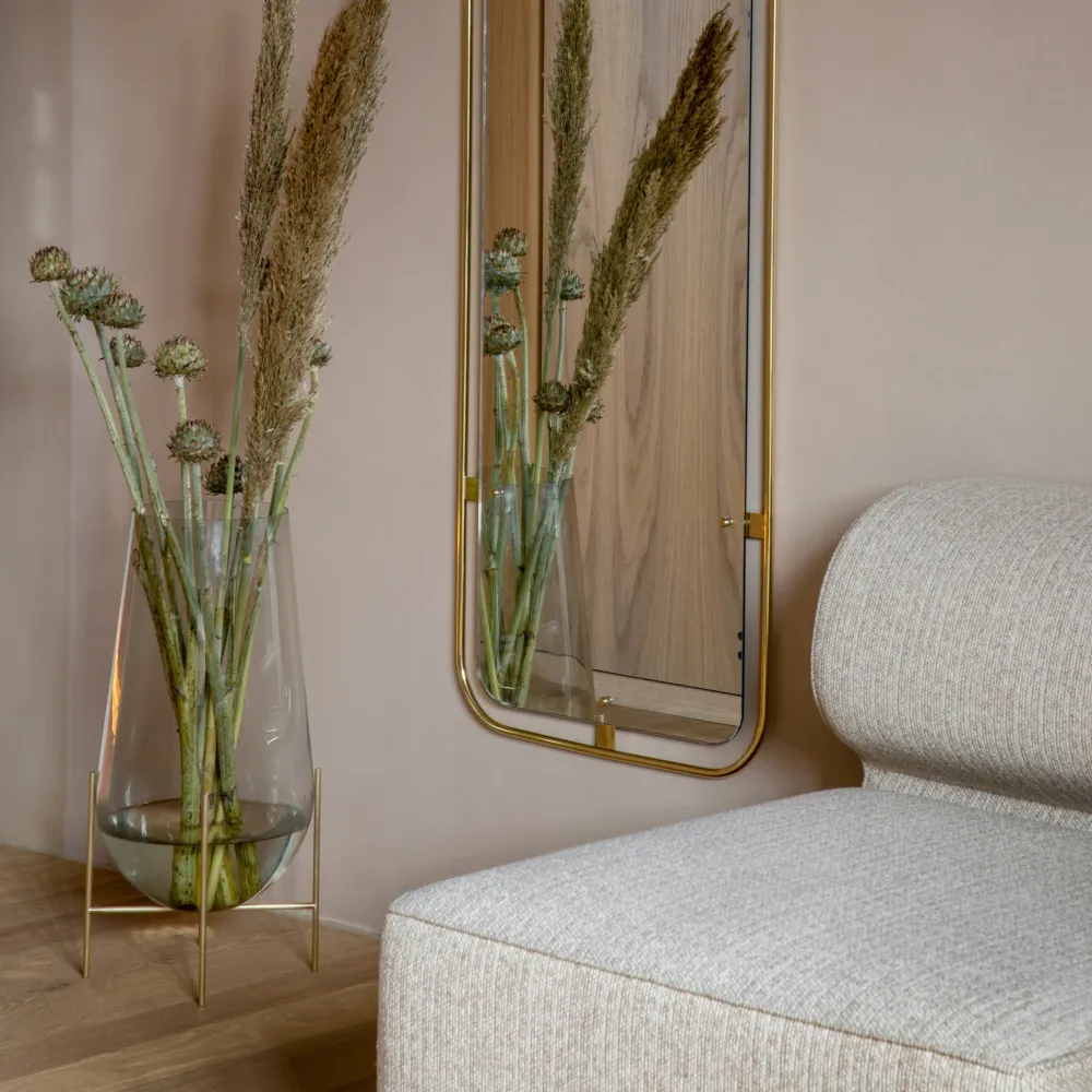 Váza Echasse L, Smoke / Brushed Brass