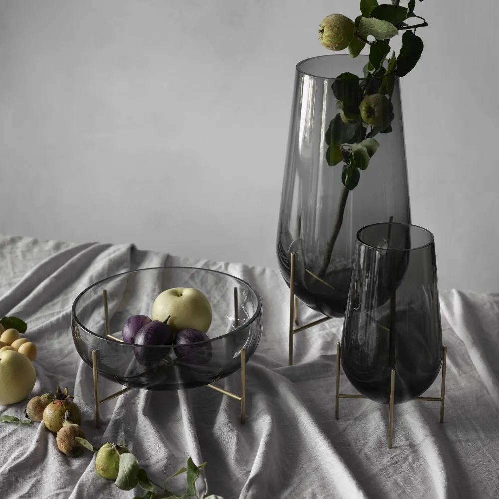 Váza Echasse L, Smoke / Brushed Brass