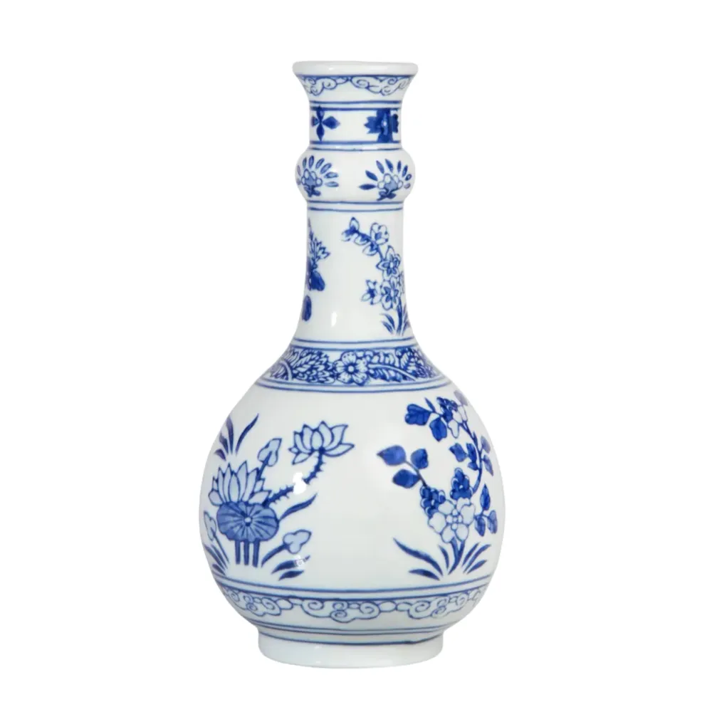 Váza FLOWERS RUYI bílá s modrou