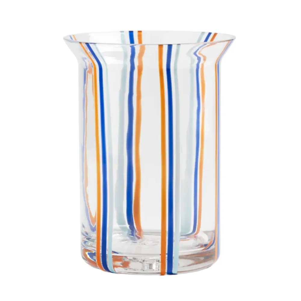 Váza YOGU STRIPE průhledná s modrou oranžovou