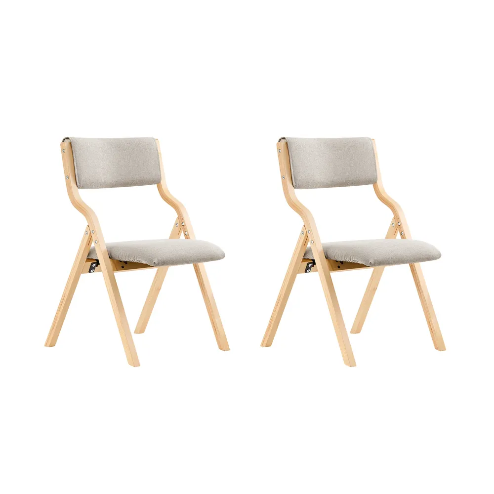 SoBuy FST40-HGx2, Sada 2 skládacích dřevěných židlí, ergonomické polstrované kuchyňské jídelní židle, skládací židle na ba...