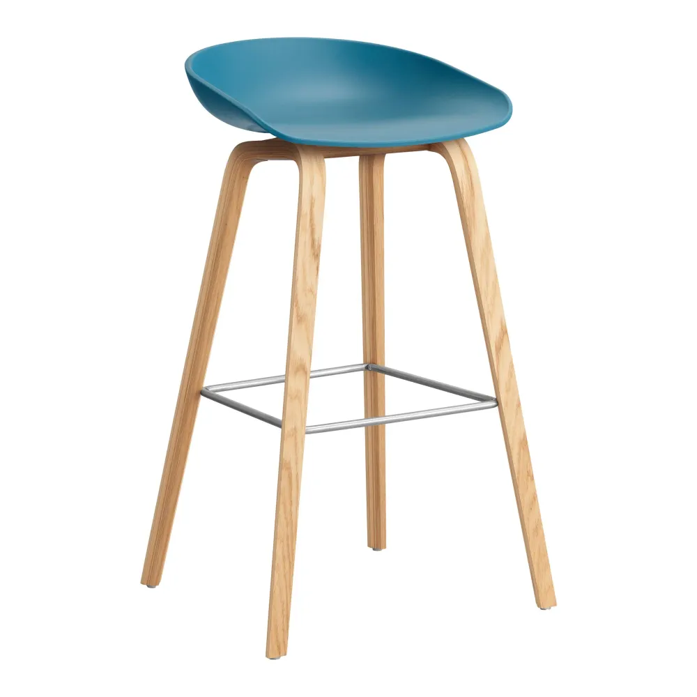 Barová židle AAS 32, H75, Oak / Azure blue
