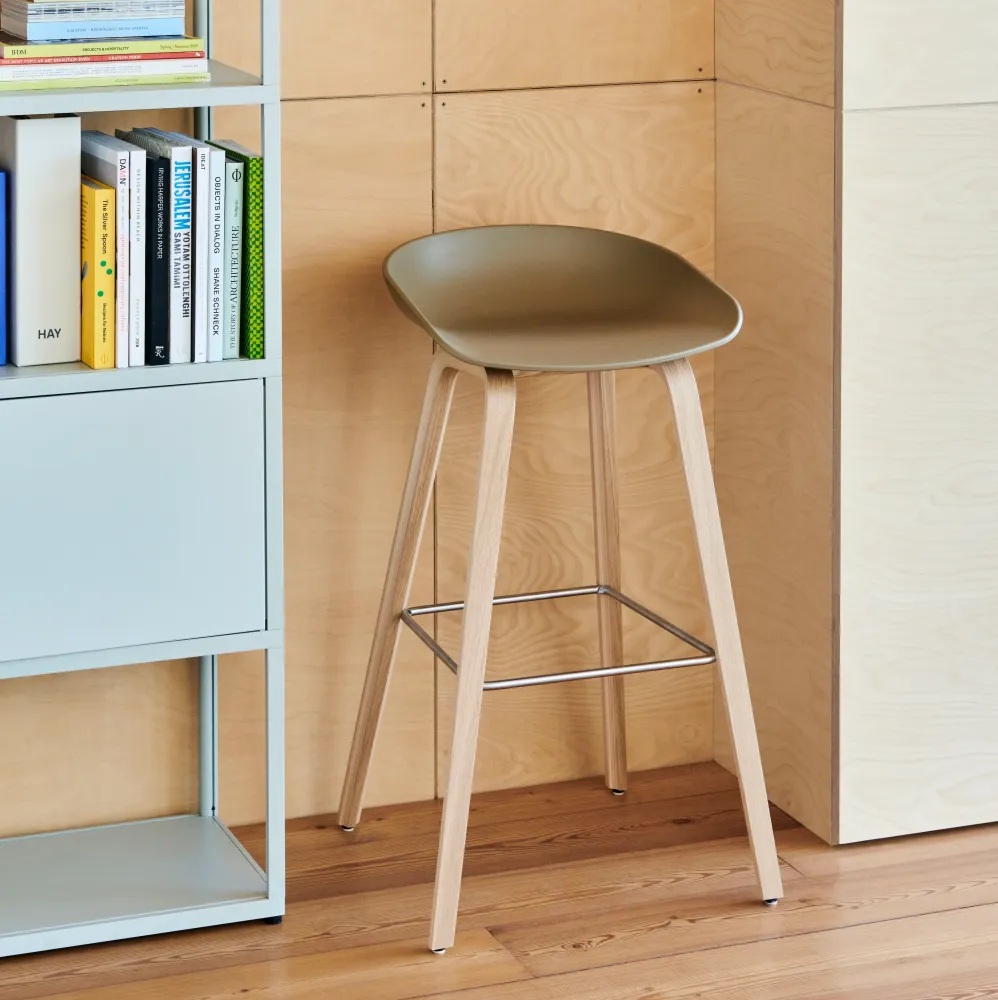 Barová židle AAS 32, H75, Oak / Fall green