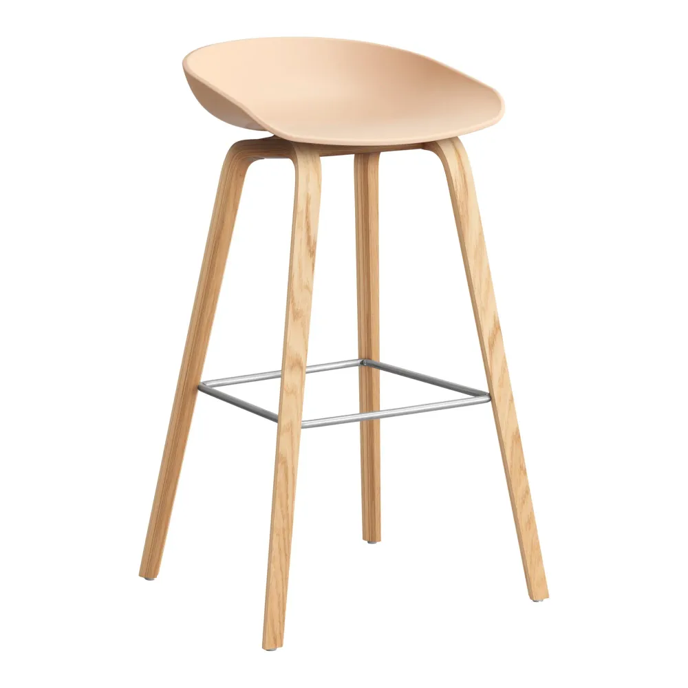 Barová židle AAS 32, H75, Oak / Pale peach