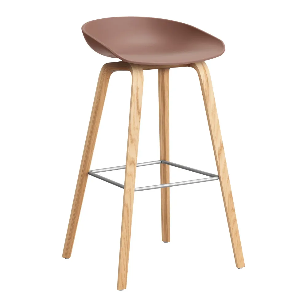 Barová židle AAS 32, H75, Oak / Soft brick