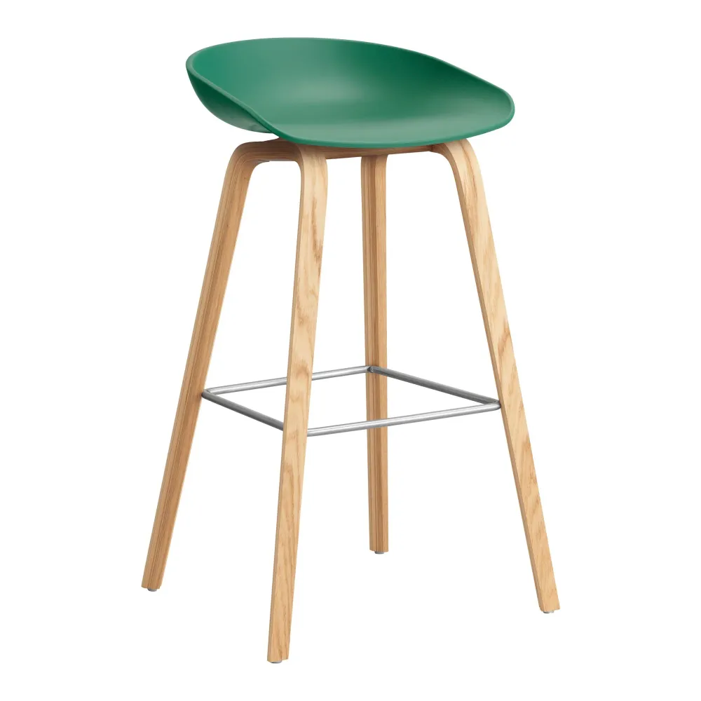 Barová židle AAS 32, H75, Oak / Teal green