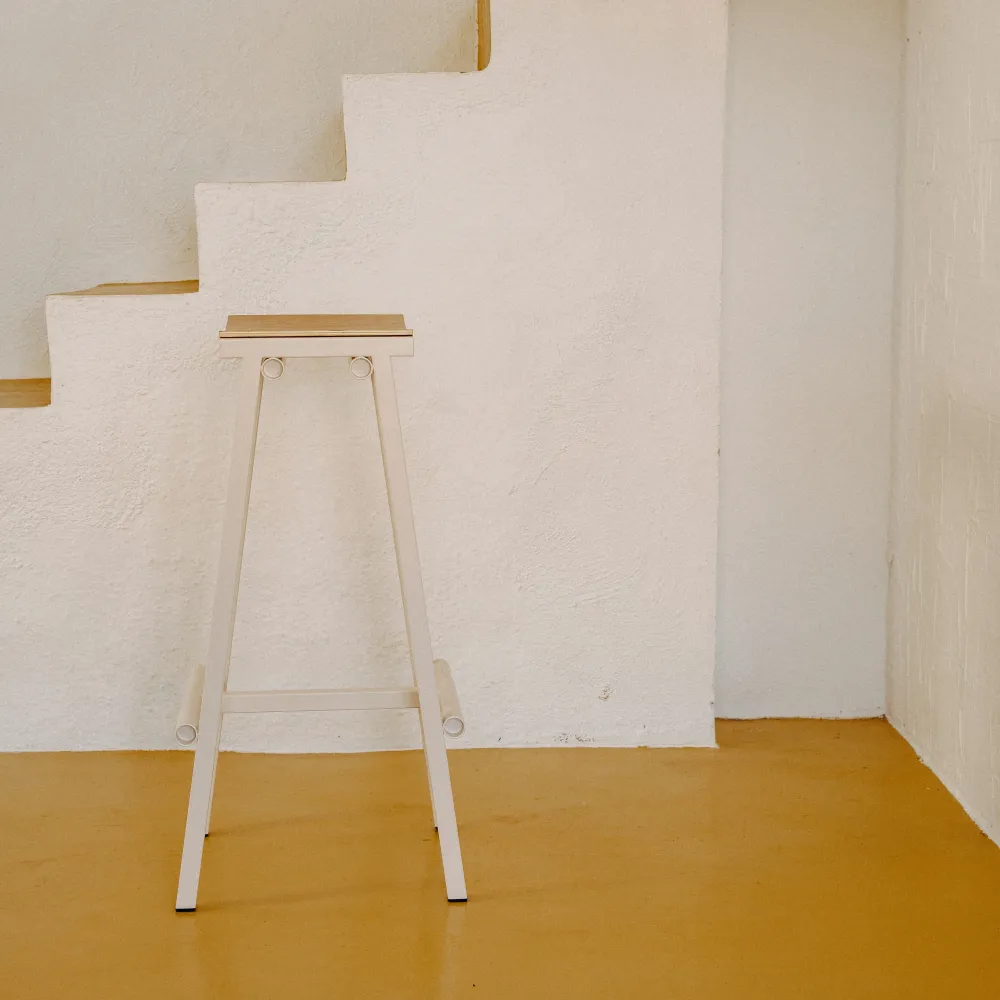 Barová stolička Taburete 8, High, Eggshell