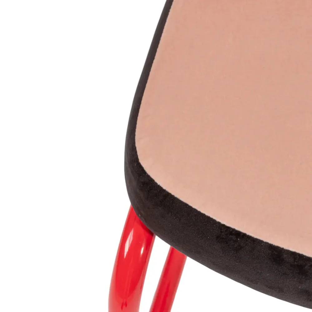 Židle SUPERCHAIR MODRÁ MŘÍŽKA lososová s červeným podstavcem