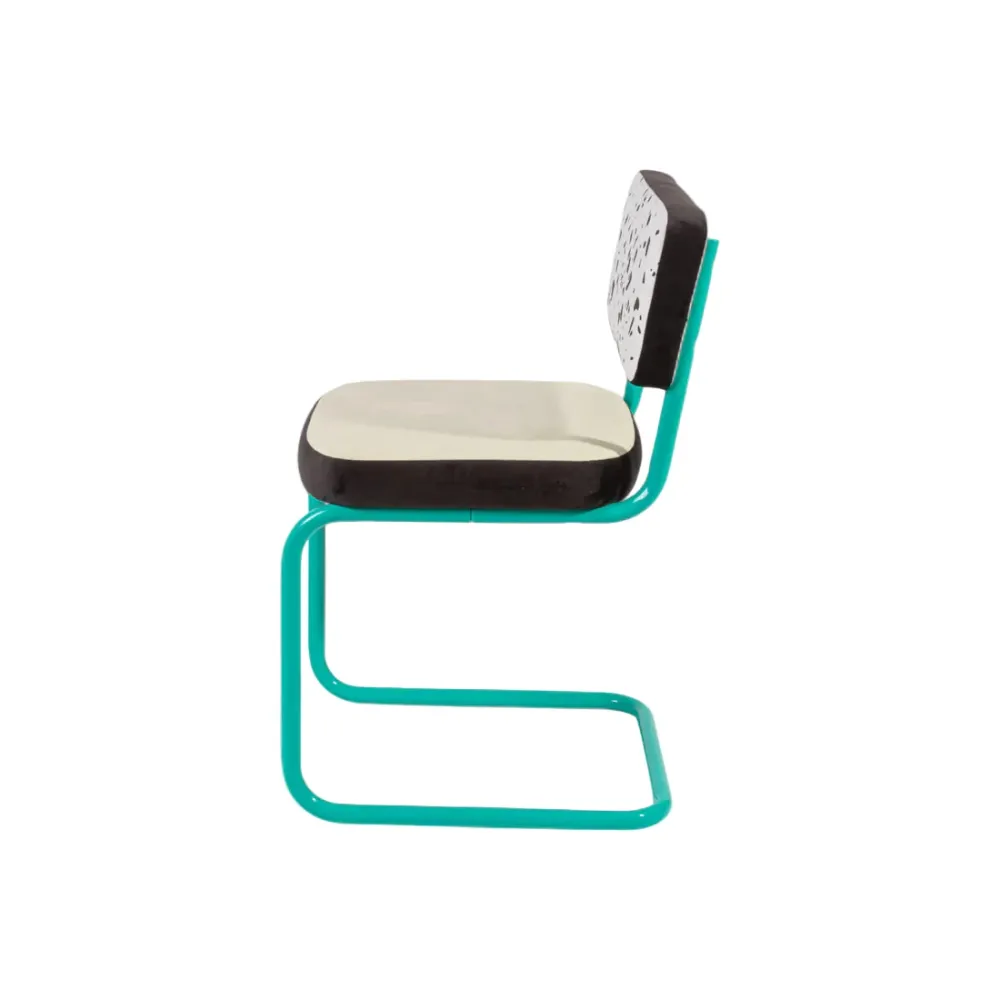 Židle SUPERCHAIR TERRAZZO jasně žlutá s tyrkysovým podstavcem
