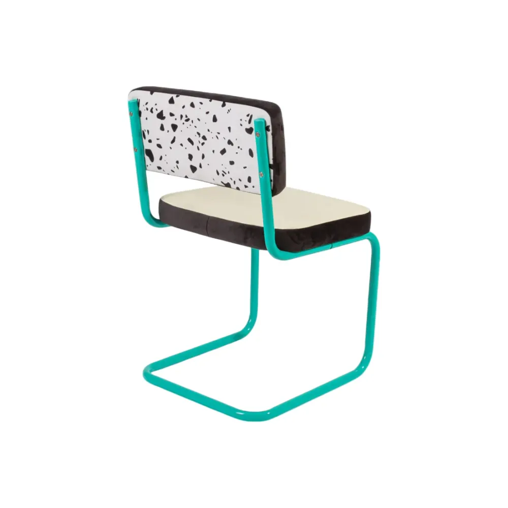 Židle SUPERCHAIR TERRAZZO jasně žlutá s tyrkysovým podstavcem