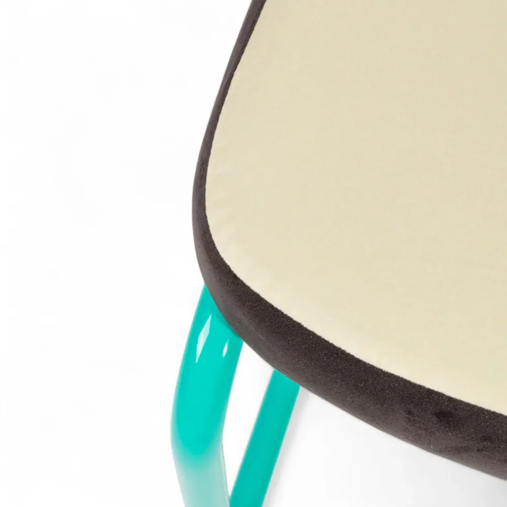 Židle SUPERCHAIR TERRAZZO jasně žlutá s tyrkysovým podstavcem