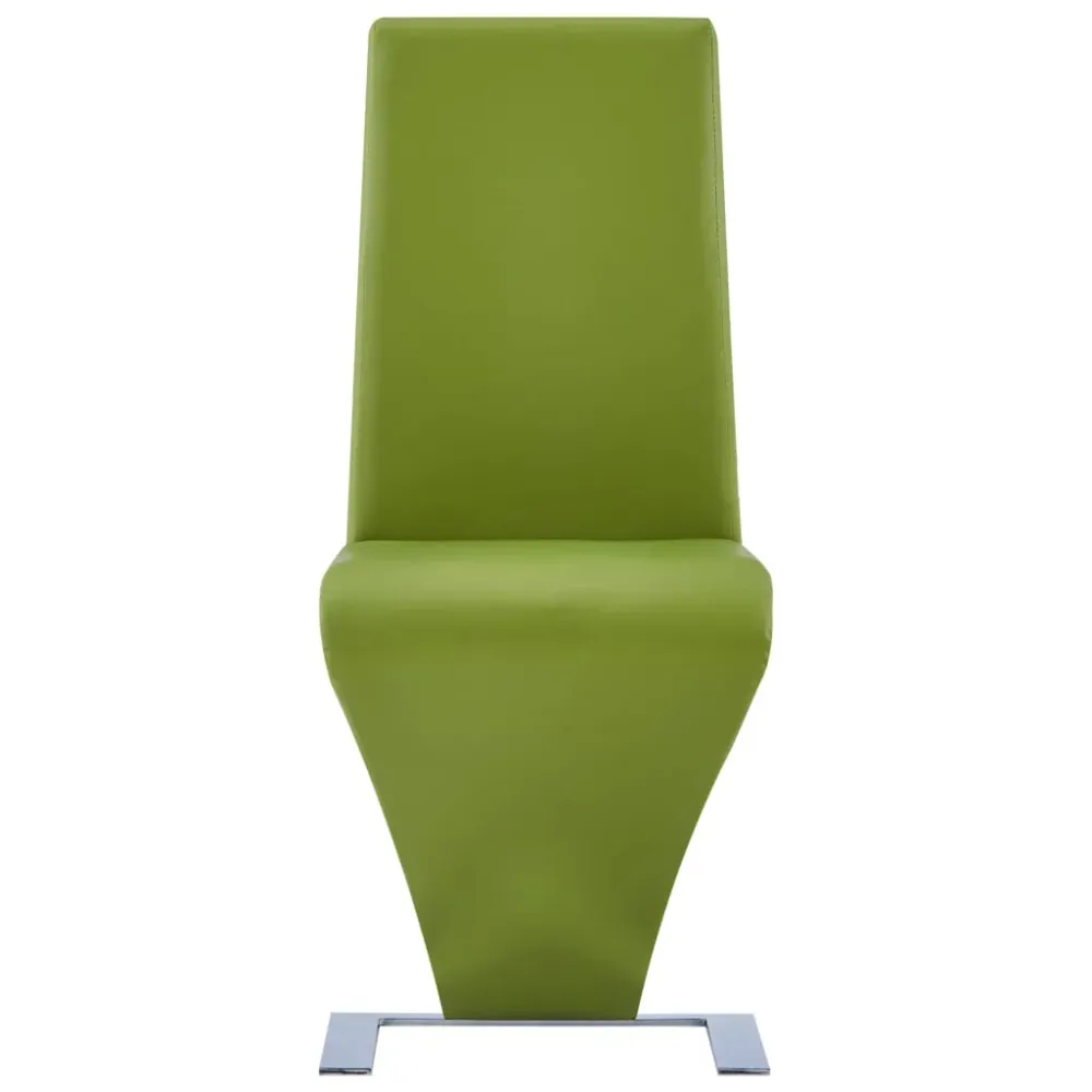 Jídelní židle s cik-cak designem 2 ks zelené umělá kůže