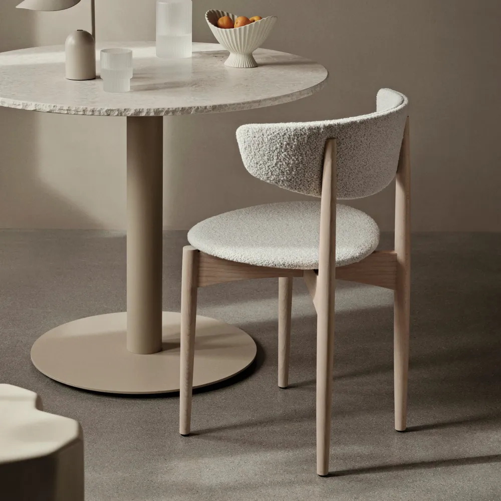 Jídelní židle Herman Wood, Soft Bouclé, White Beech / Off-White