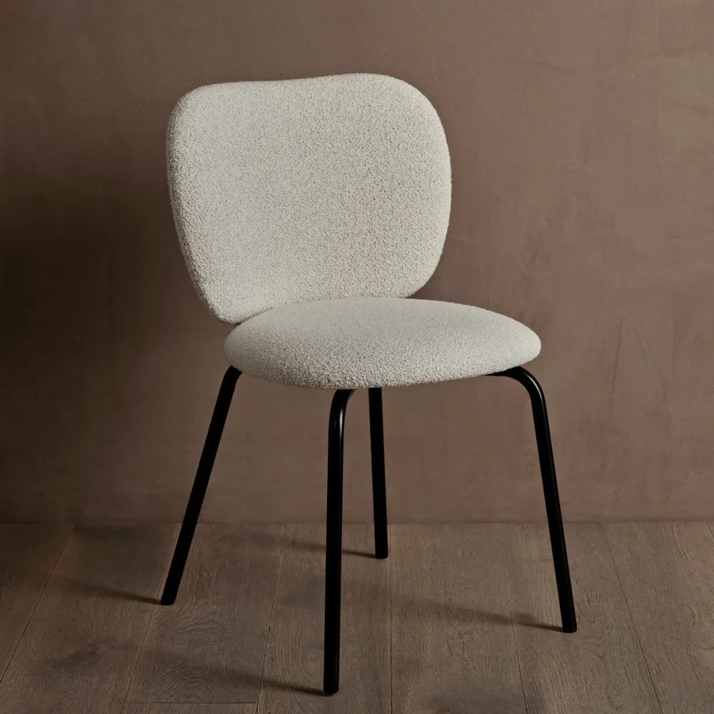 Jídelní židle Rico, Soft Bouclé, Off-White Melange / Black