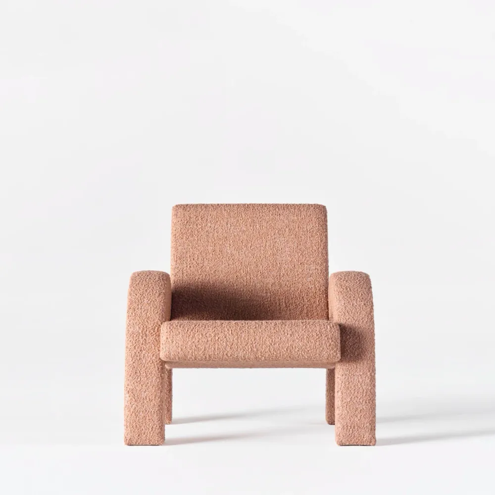 Křeslo ARCO růžový boucle