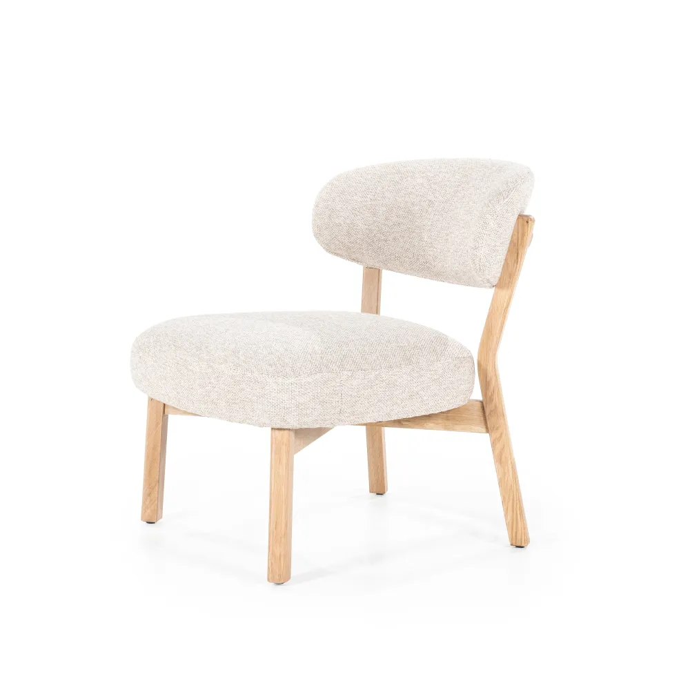 Křeslo MIKKY béžové s jasným dřevěným podstavcem