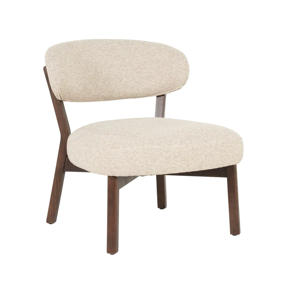 Křeslo MIKKY béžové s tmavým dřevěným podstavcem