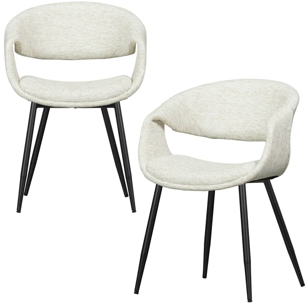 Křeslo s područkami YOSSI krémové s černým kovovým podstavcem