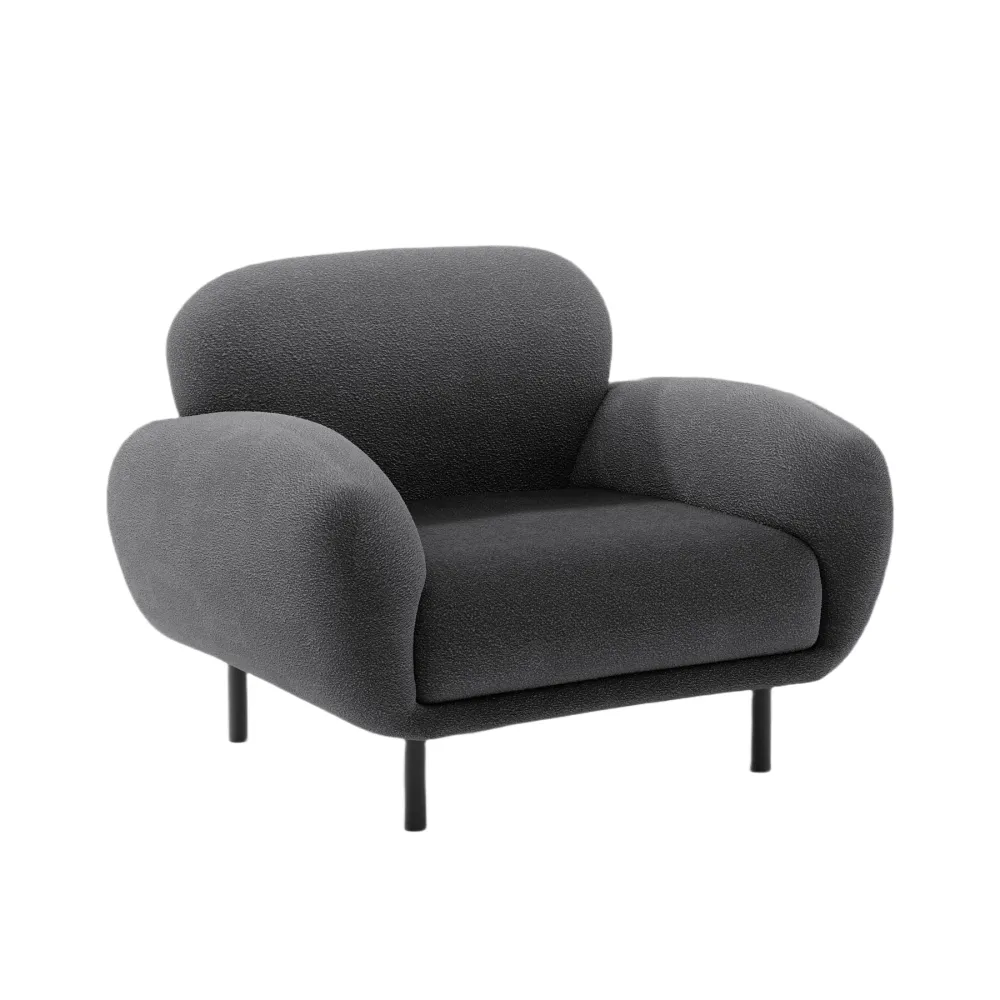 Křeslo POPPY tmavě šedé boucle