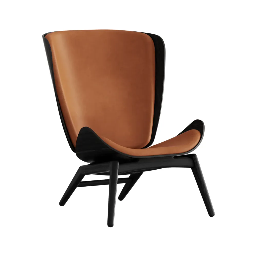 Křeslo READER z koňakové kůže s černým podstavcem