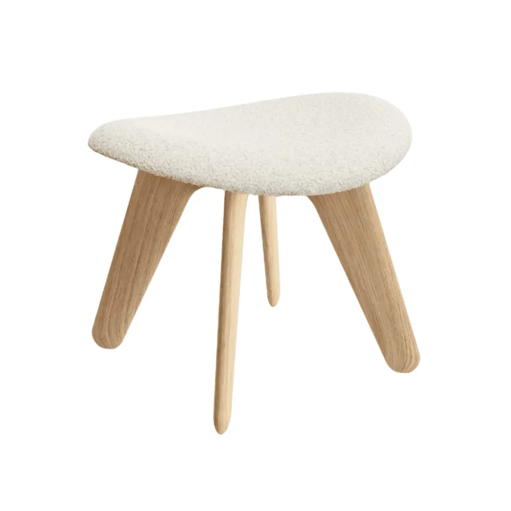 Podnožník SLAB béžový boucle s dubovým podstavcem