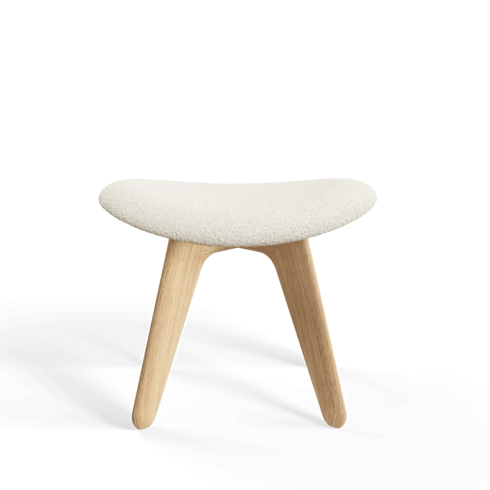 Podnožník SLAB béžový boucle s dubovým podstavcem