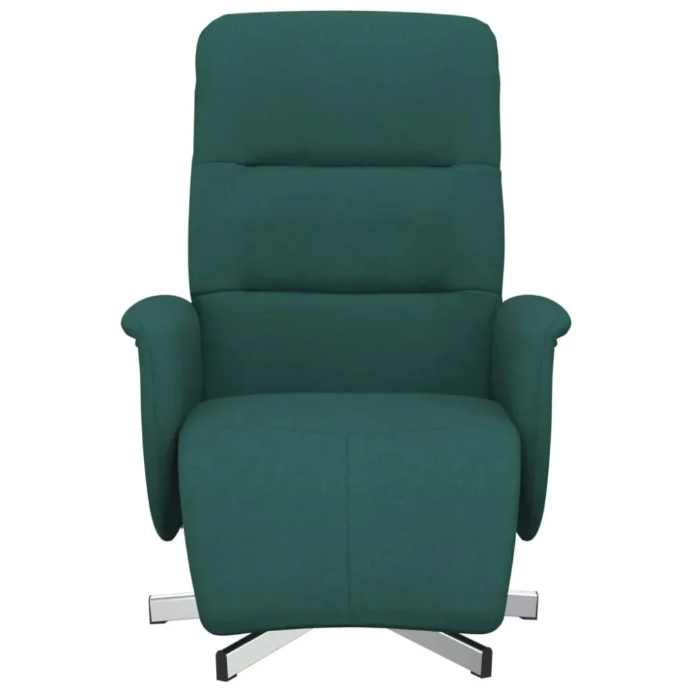 Polohovací křeslo s podnožkou tmavě zelené textil