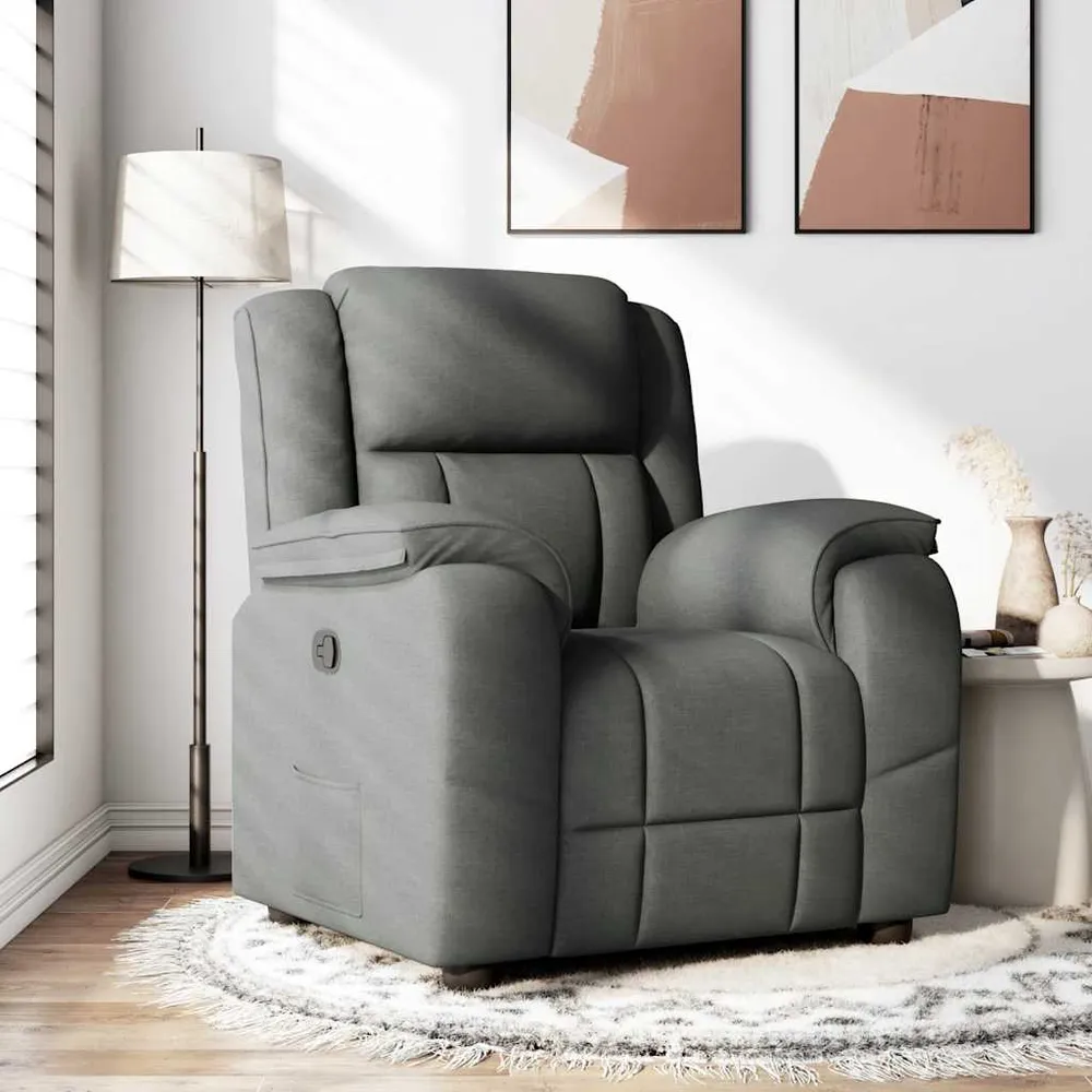 Polohovací křeslo tmavě šedé textil tmavě šedá